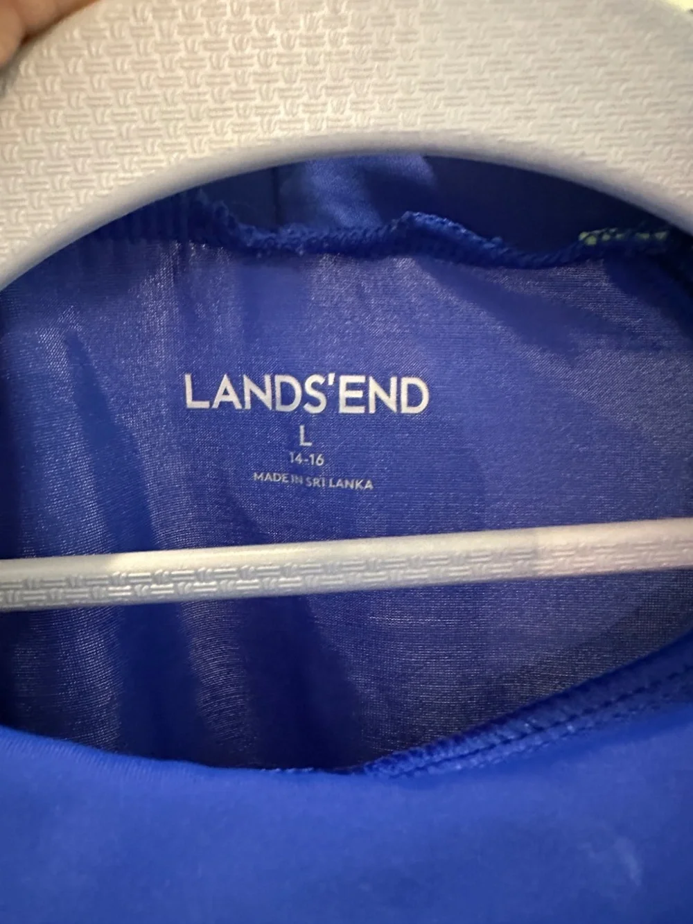 LANDS' END Youth Large (14-16) color block rash guard